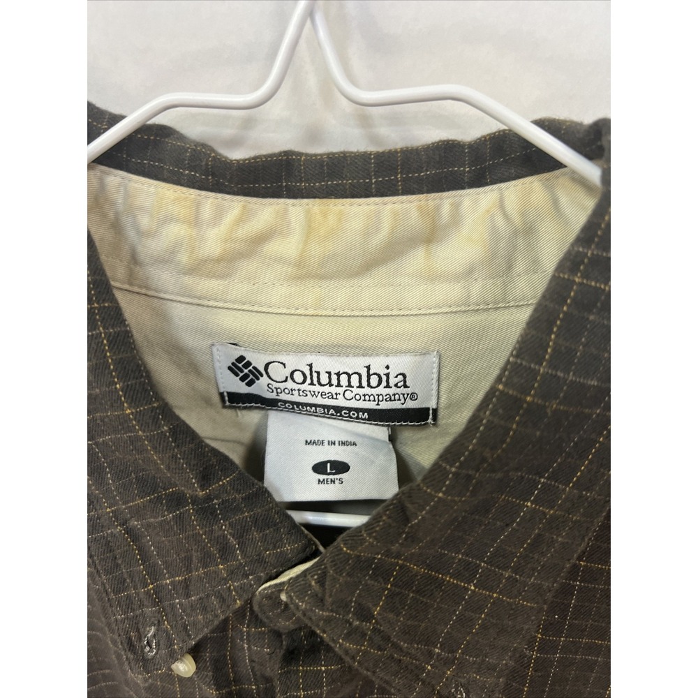 Columbia Shirt Men's L Charcoal Long sleeve Plaid Button Down Vintage - Picture 2 of 4
